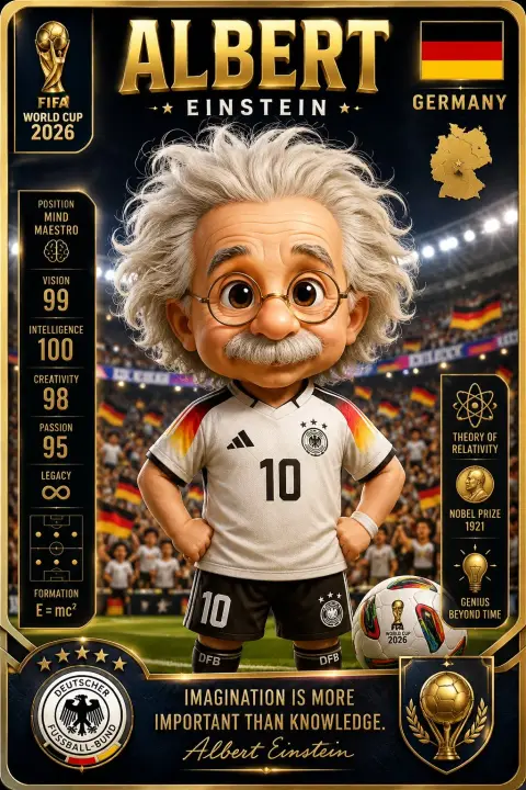 Einstein German Team 3D Cute Star Collection Card