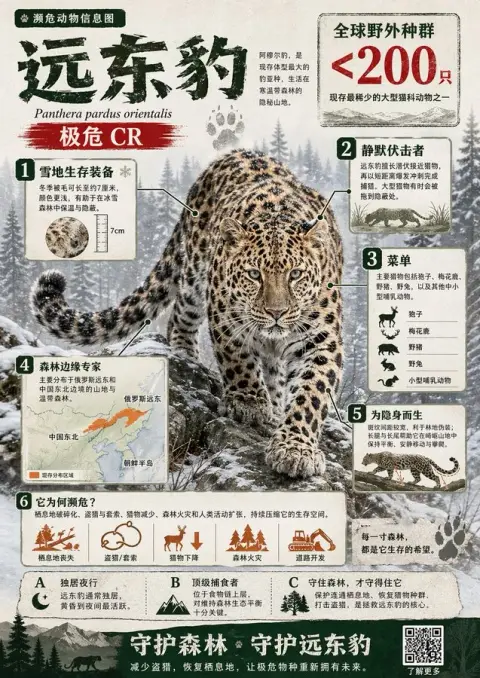 Endangered animal science information graphic design