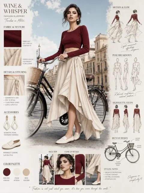 European retro bicycle fashion manuscript concept design drawing