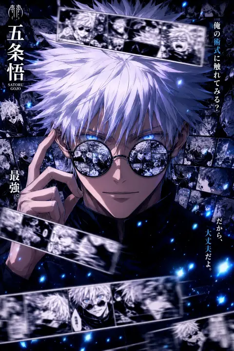 Extremely detailed comic collage anime poster