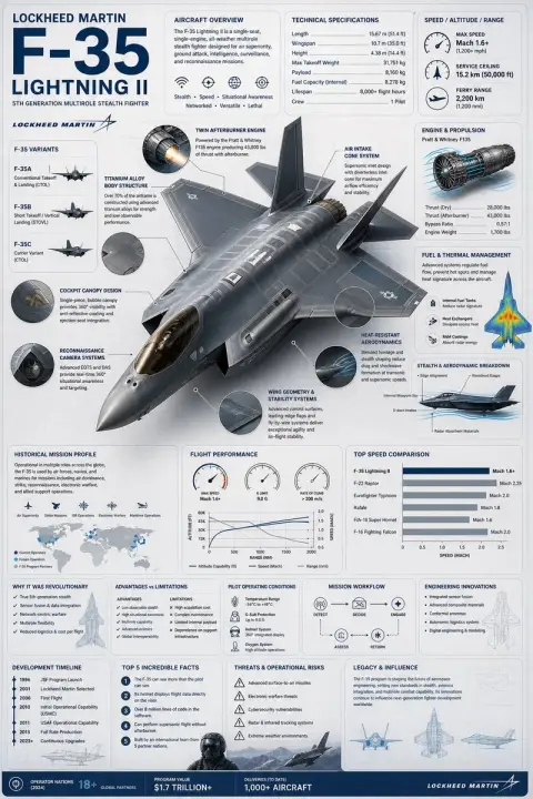 F-35 fighter jet high-end aviation information map