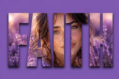 FAITH letters mask lavender portrait poster