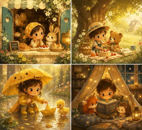 Fantasy animation studio style oil painting illustration