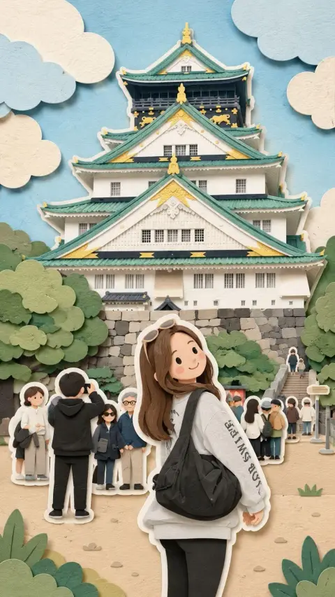 Fantasy cute Japanese style paper cut travel diorama