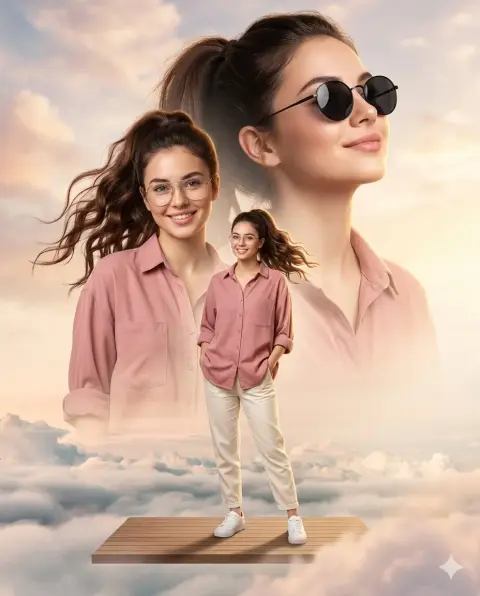 Fantasy double exposure portrait poster