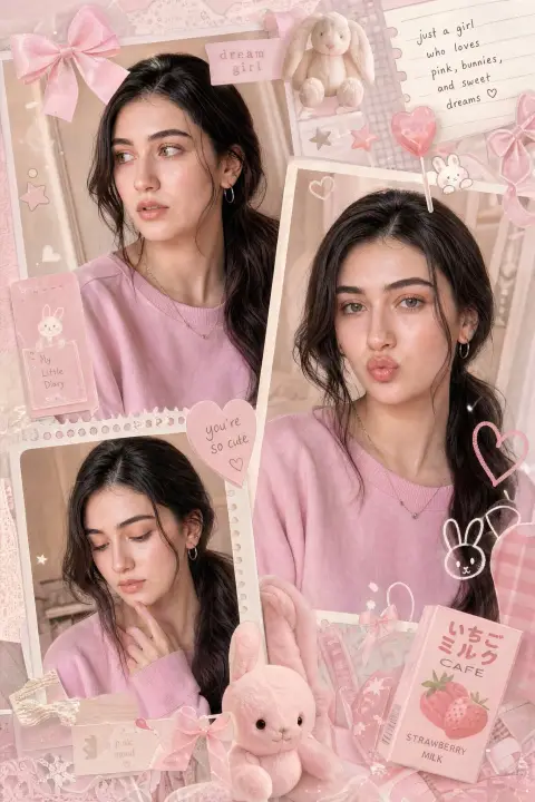 Fantasy pink girly multi-frame collage