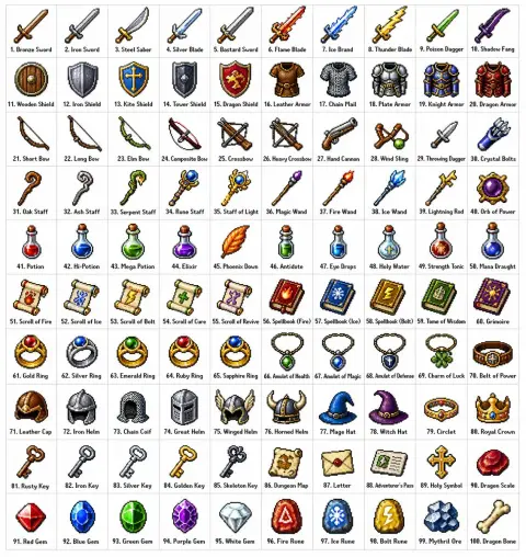 Fantasy RPG Hundreds of Pixel Style Props Illustrated Book