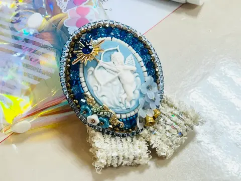 Fantasy Substitution: Beaded Brooch on Nano Banana Background