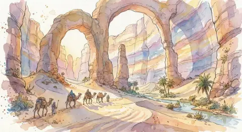 Fantasy Watercolor Business Hotel in Boulder Canyon Oasis