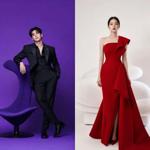 Fashion editorial diptych Korean model shoot