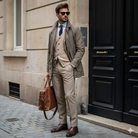 Fashion film-like blockbusters of European street style men in windbreakers