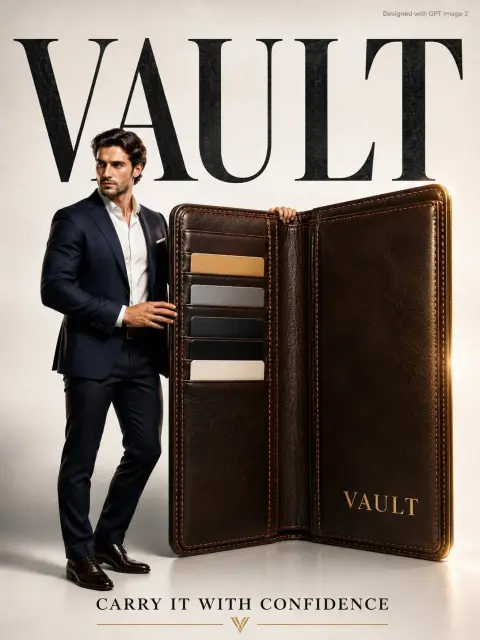 Fashionable high-end men's accessories giant wallet advertising poster
