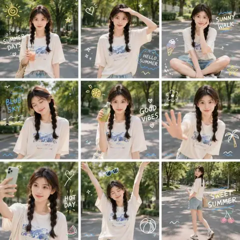 Film-like summer campus collage portraits