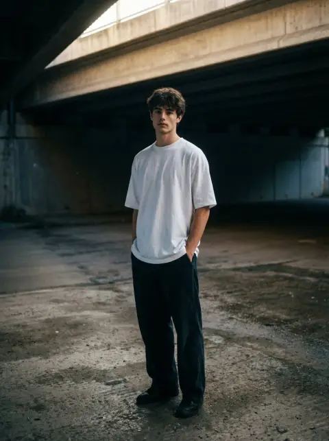 Film portraits under the lonely concrete bridge