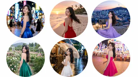 Film texture round frame consistency portrait photography