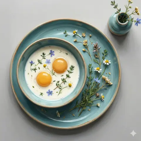 Floating gold on vegetation: poetry on handmade pottery plates