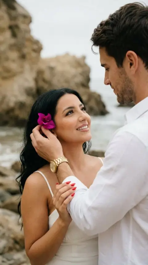 Flower language on the cliff: He pinned magenta to his ear