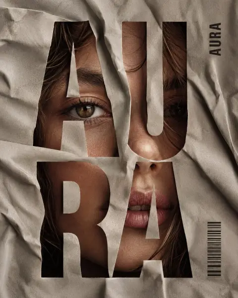 Folded fabric perspective text typography fashion poster