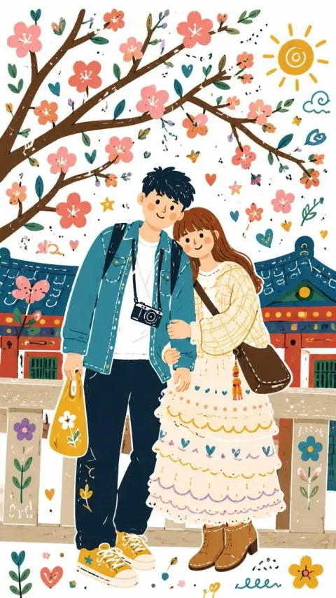 Folk style illustration with graffiti elements