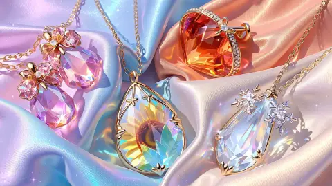 Four seasons themed luxury crystal jewelry set overlooking the panorama