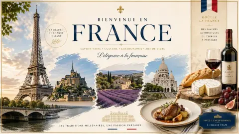 French style landmark food poster