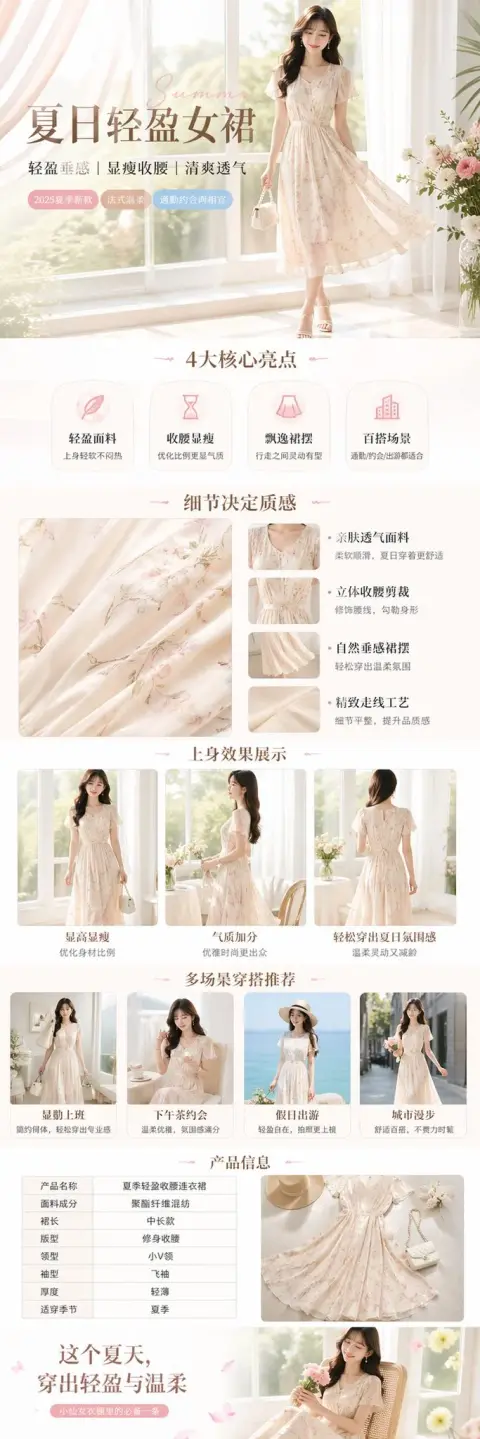 Fresh summer women's dresses e-commerce display