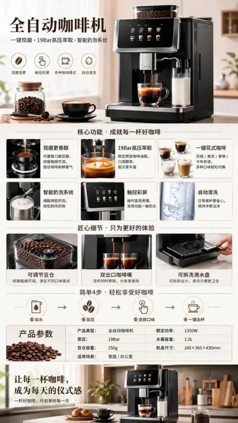 Fully automatic coffee machine product display