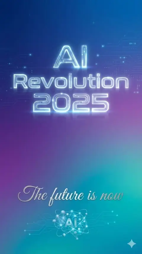 Future AI technology poster with minimalist gradient background