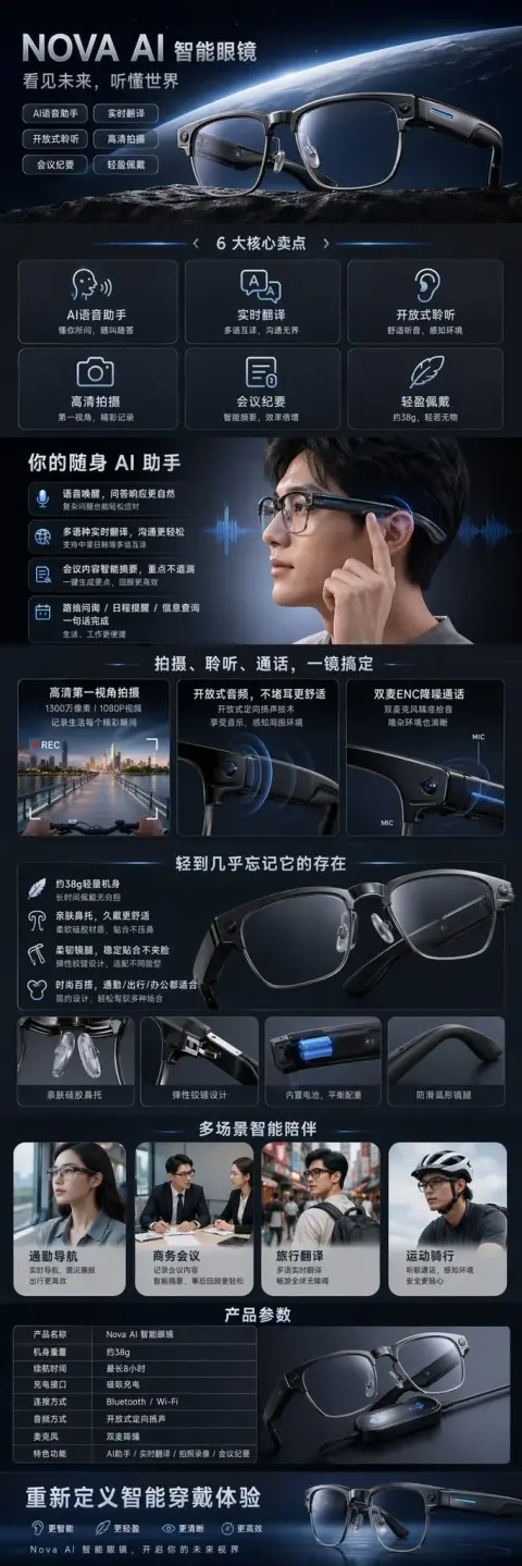 Future technology AI smart glasses details page