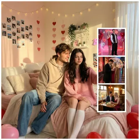 Gen Z couple's Valentine's Day GRWM video real shot