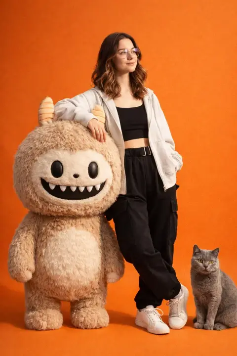 Generation Z girl and Labubu’s orange-toned fashion blockbuster