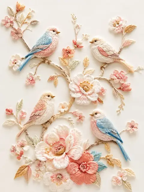 Gentle and fresh advanced embroidery pictures