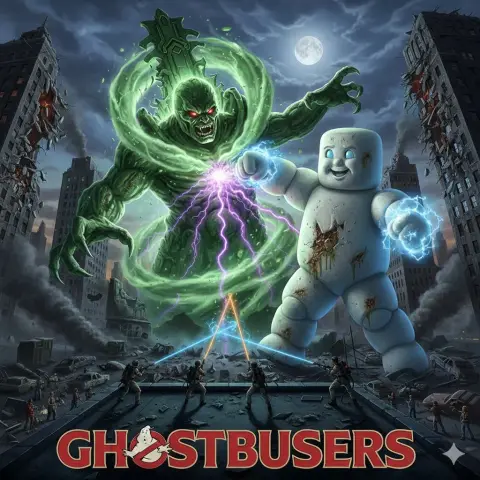 Ghostbusters battle giant marshmallow man