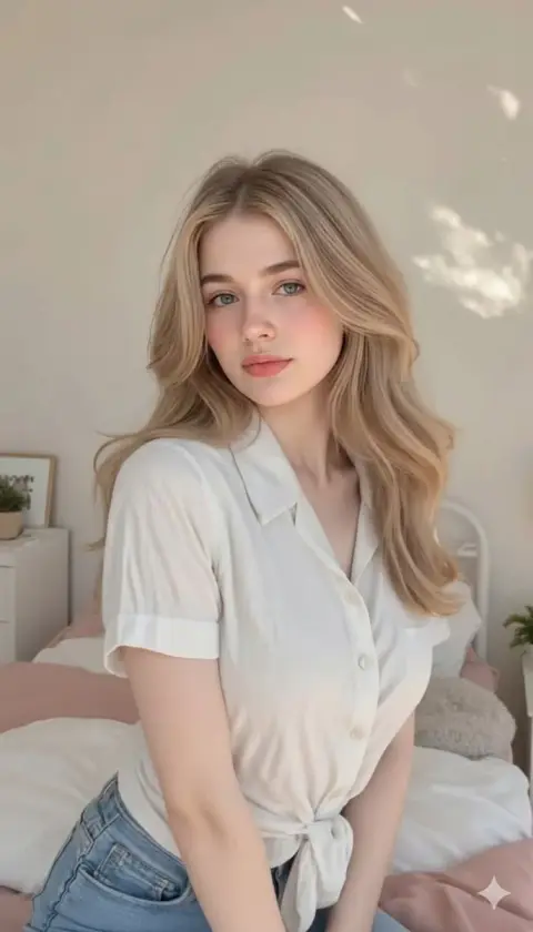 Girl in white shirt with sunshine shining