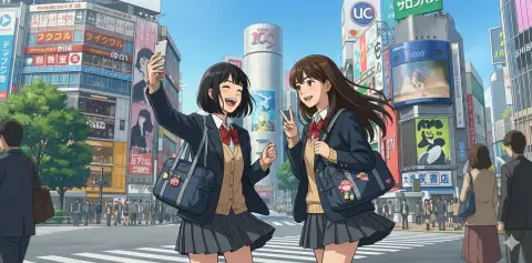 Girlfriend time in Shibuya under the afternoon sun