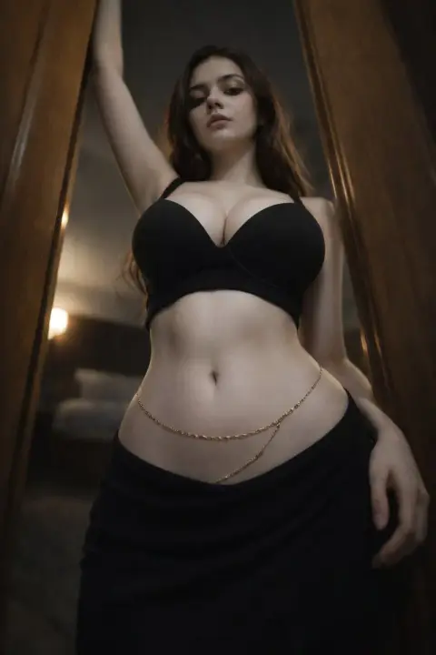 Gold chain beauty between luxurious door frames