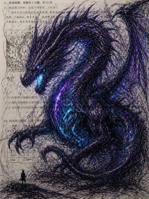 Graffiti dragon on the test paper