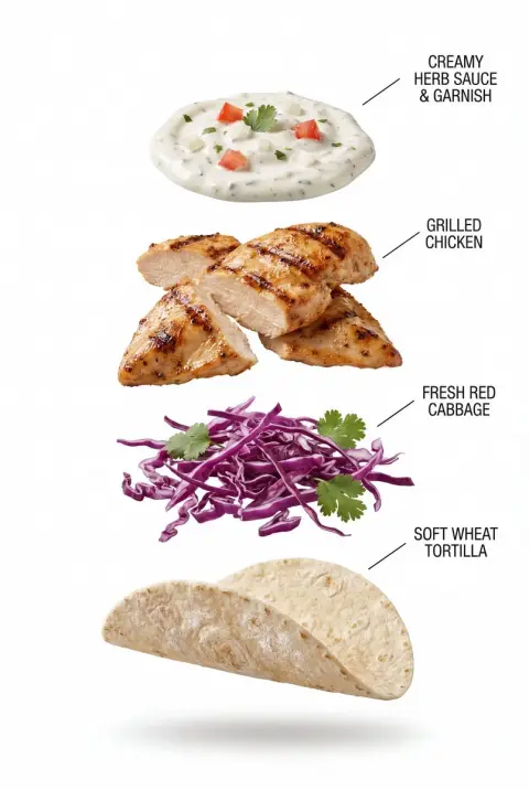 Grilled Chicken Taco Layered Exploded Deconstruction