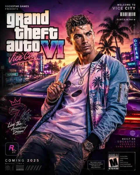 GTA VI style 8K portrait poster creation