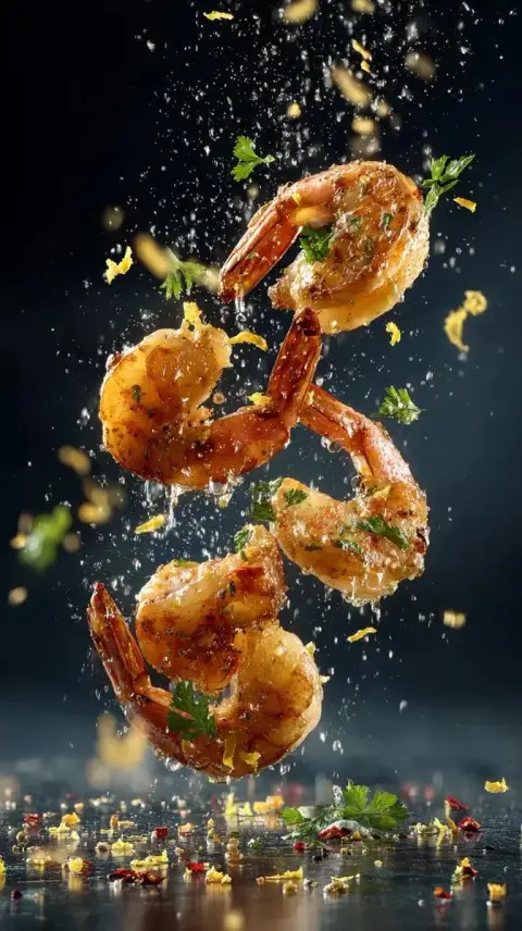 Half-empty slices of garlic butter shrimp