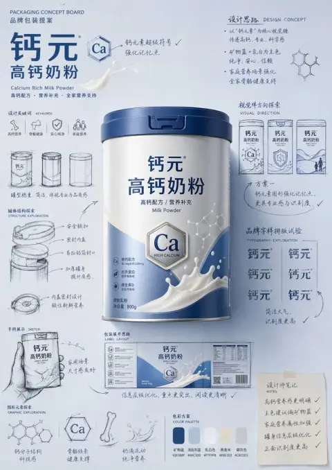 Hand drawn sketch packaging proposal board design poster