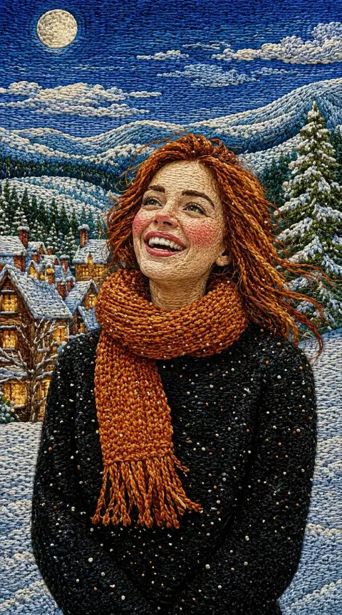 Hand embroidery texture realistic fabric art