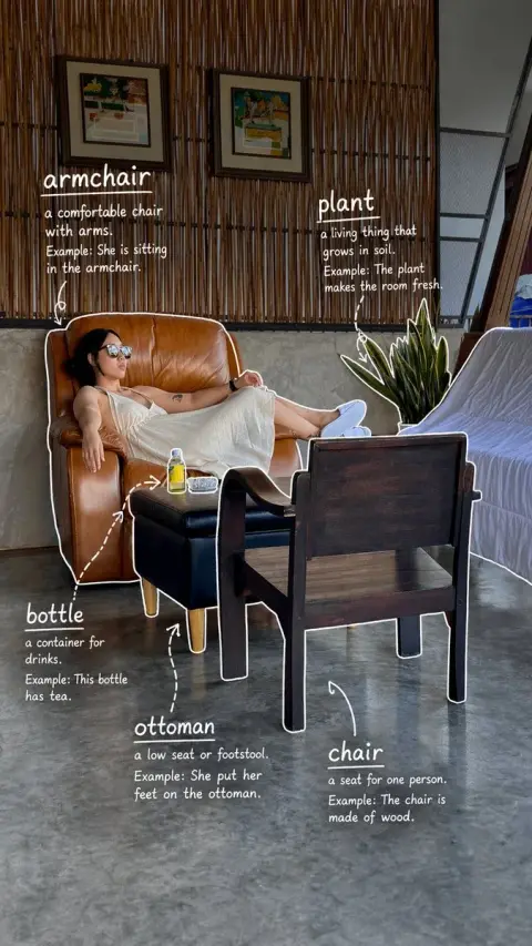 Handwritten English word notes on photo