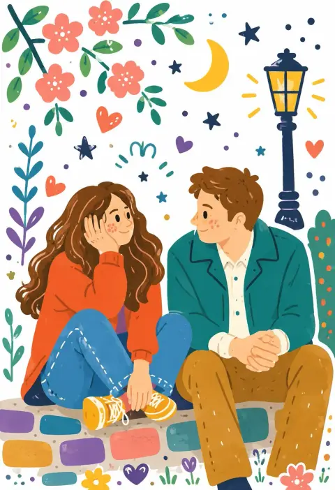 Healing folk art graffiti flat illustration style