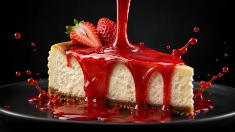 High end commercial photography of liquid being poured into food
