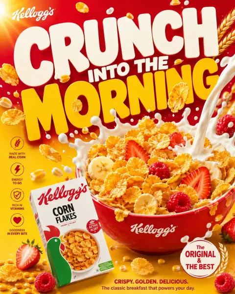 High-end FMCG brand breakfast cereal commercial poster design