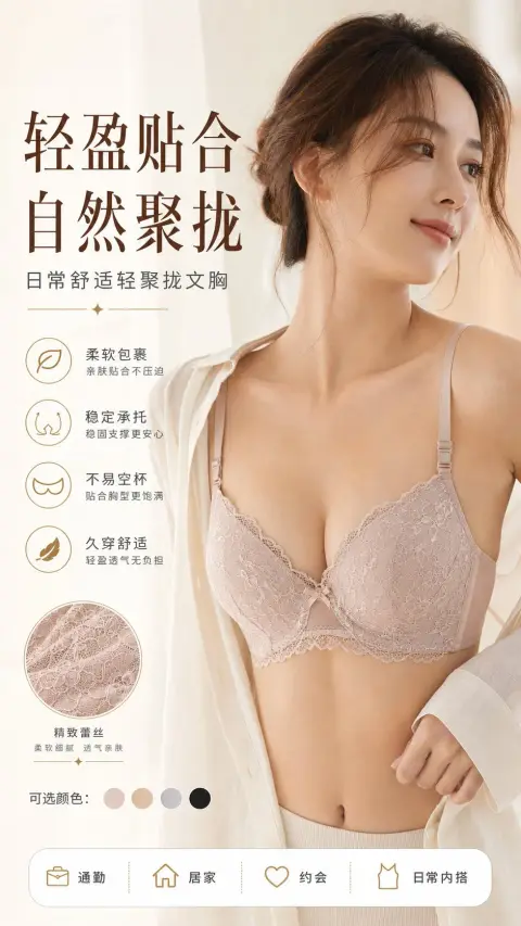 High-end Japanese underwear e-commerce details page four image generation instructions