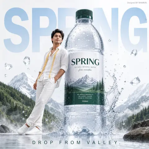 High-end mineral water refreshing minimalist advertising poster