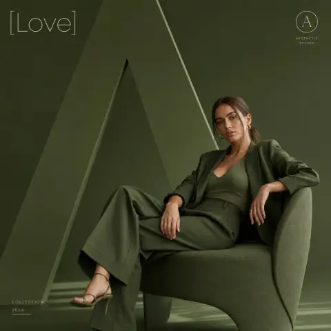 High end modern editorial fashion brand poster green minimalist