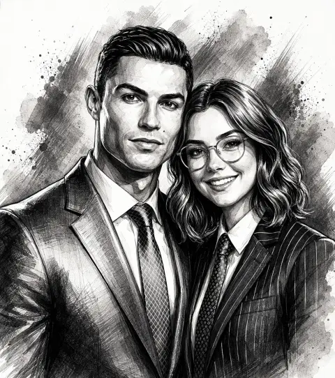 High end modern black and white comic hero illustration style